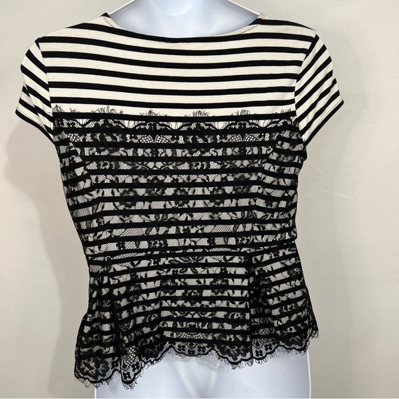 Elle peplum stripped lace shirt size XL - Picture 2 of 14